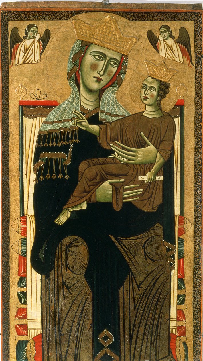Madonna og barn (tempera på panel) av Italian School
