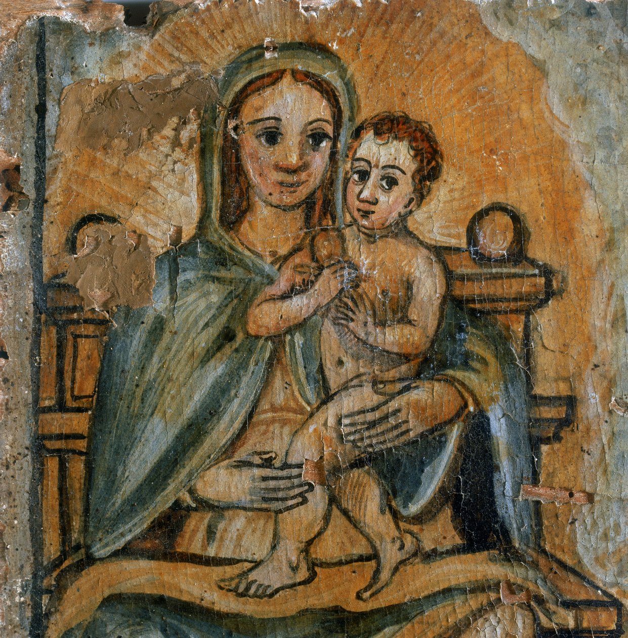 Madonna og barn, detalj av en eks-voto, 1604 av Italian School
