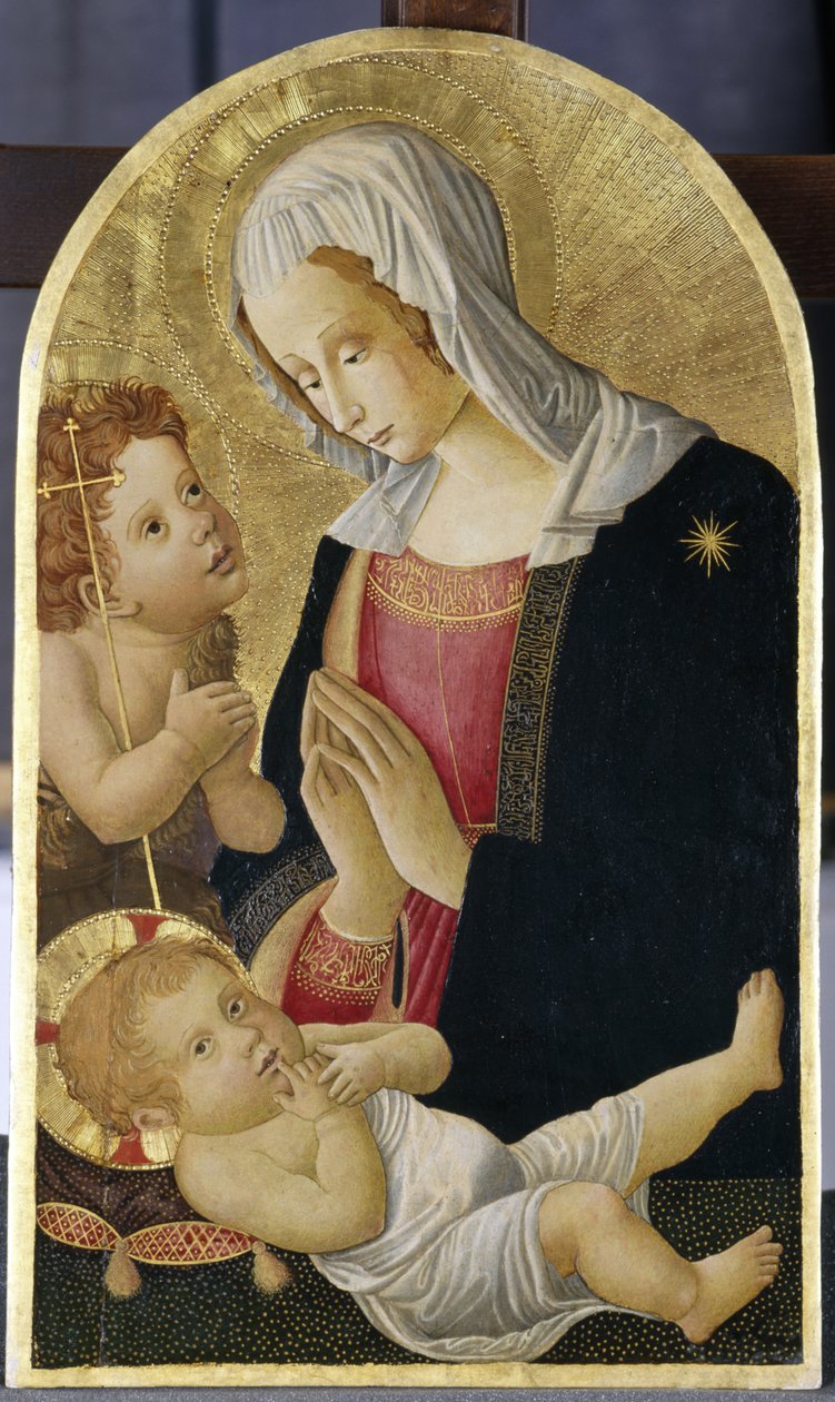 Madonna og barn med døperen Johannes, ca. 1460 (tempera på poppeltre) av Italian School
