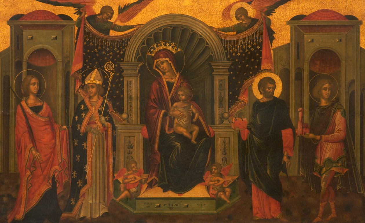 Madonna og barn med hellige, ca. 1600 av Italian School