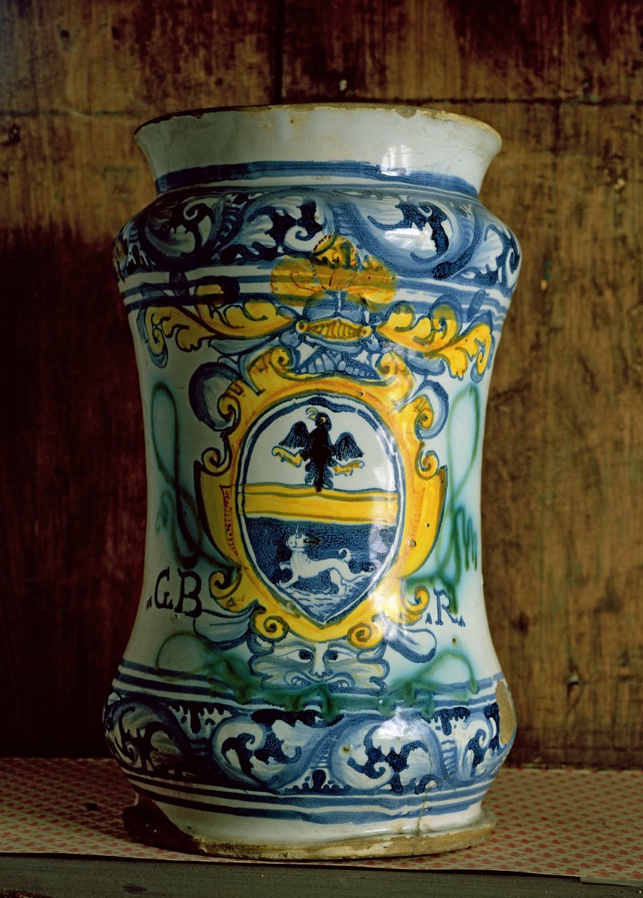 Maiolica apotekkrukke (keramikk) av Italian School
