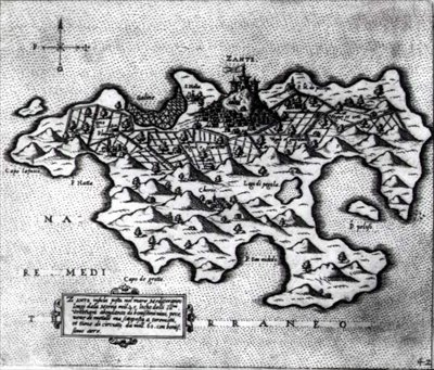 Kart over øya Zante, en venetiansk høyborg mot tyrkerne av Italian School