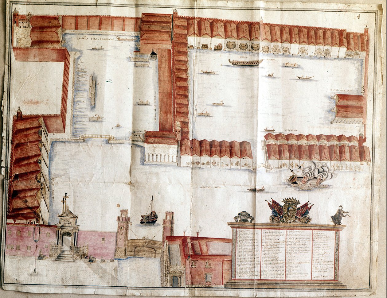 Kart over Venezia Arsenal i 1580. av Italian School