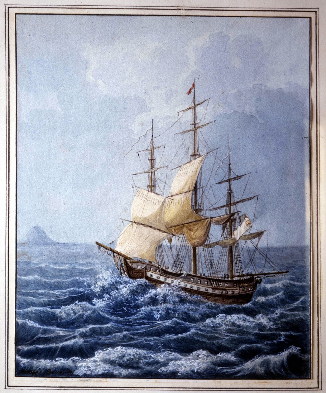 Marie Louise av Parma ombord på en seilbåt som tok henne til Napoli 10.07.1824, maleri av B. Boccaccio.Museo Glauco Lombardi fra Parma av Italian School