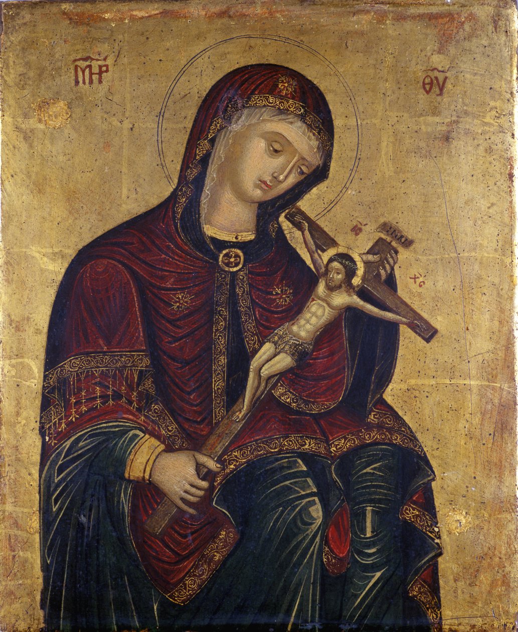 Maria med krusifiks (tempera på piletre) av Italian School