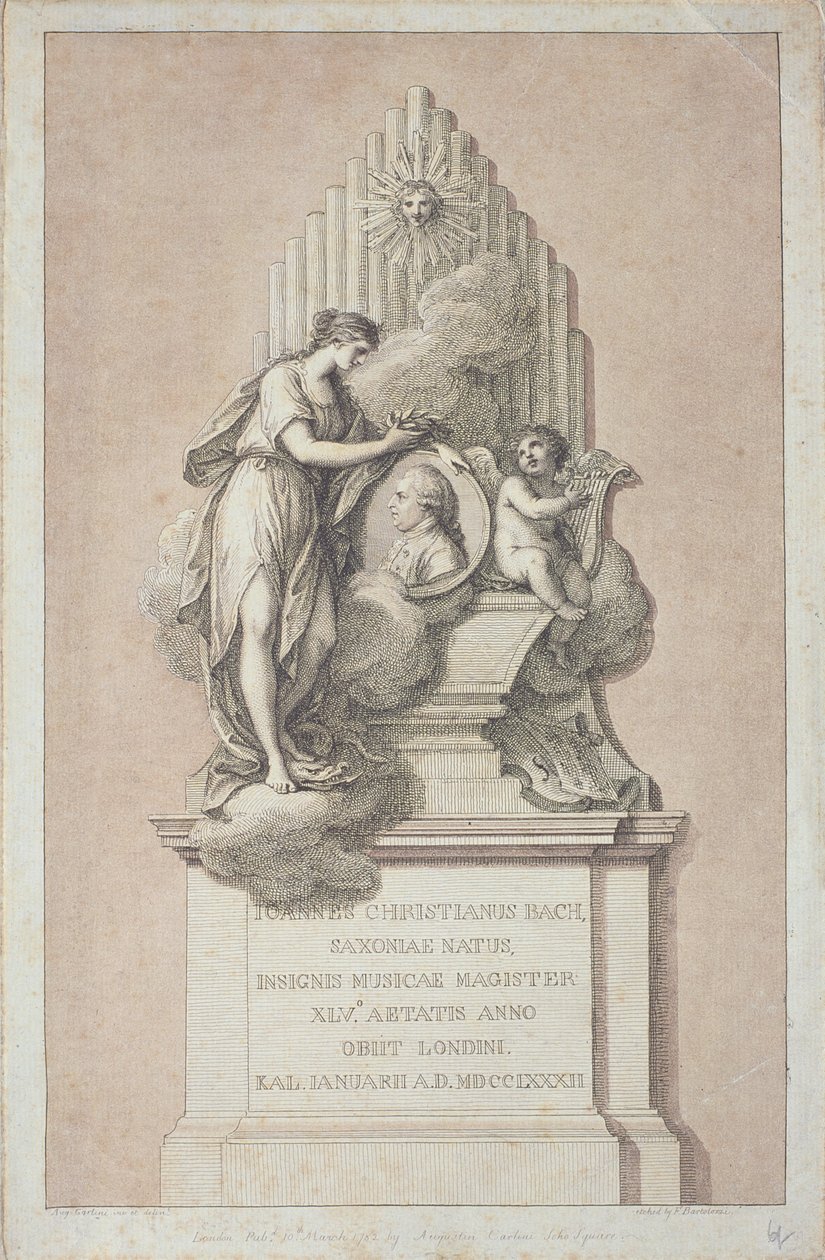 Monument til Johann Christian Bach (1735-1782) gravert av Francesco Bartolozzi (1727-1815) 1782 av Italian School