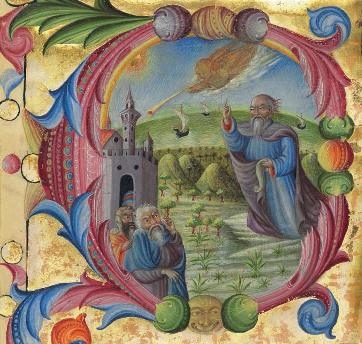Moses forkynner for israelittene, Siena, 2. halvdel av 1400-tallet (blekk på pergament) av Italian School