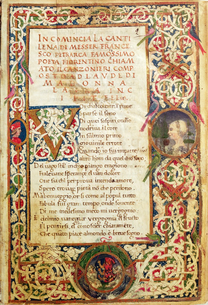 Ms.392 fol.1 Song in praise of Laure, fra 