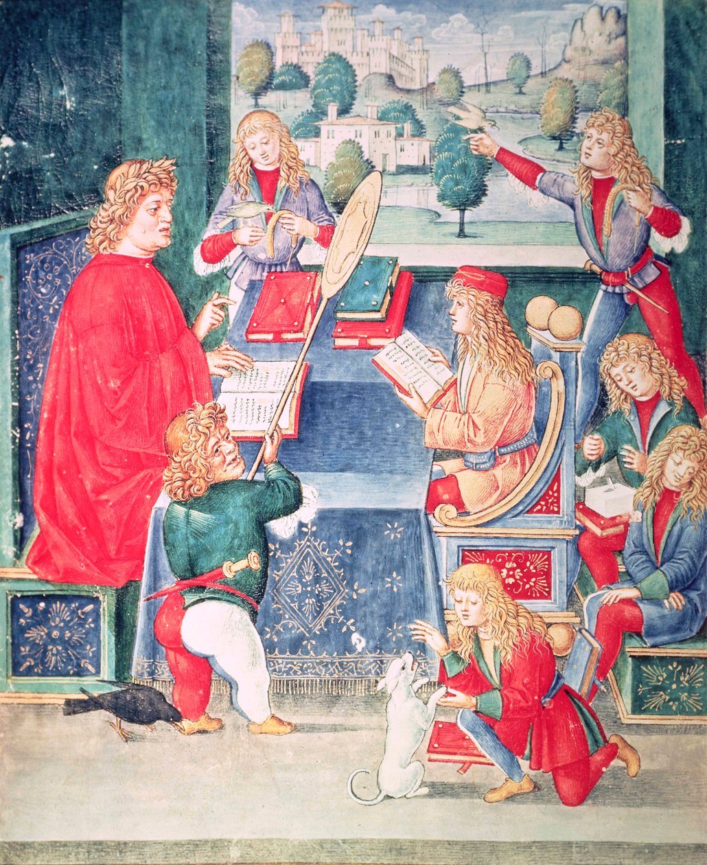 Ms 2167 f.13v Maximilian Sforza deltar på leksjonene sine, Lombard, fra 