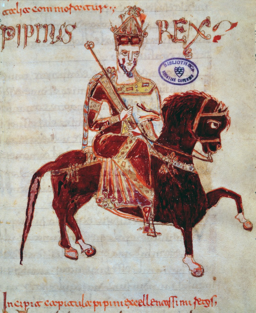 Ms 4 rytterportrett av Pepin (ca. 773-810) konge av Italia, 1023 av Italian School