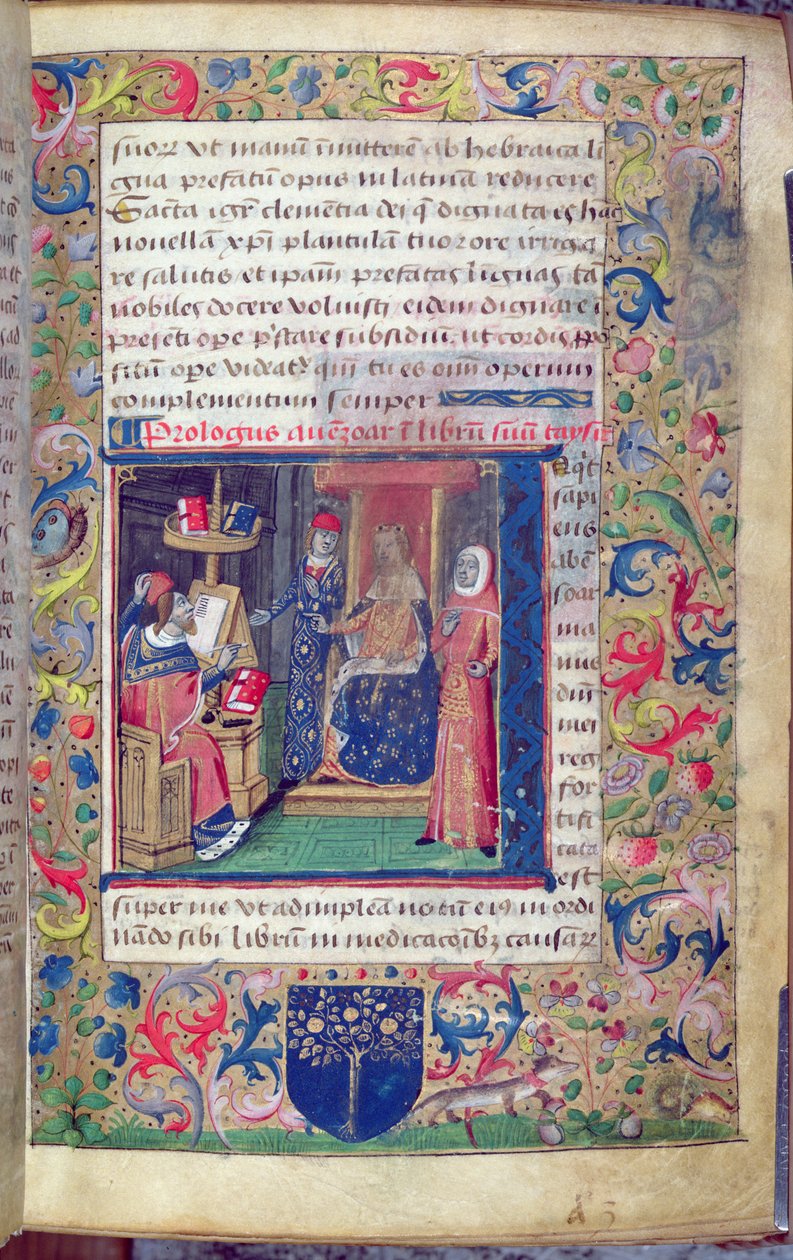 Ms 5113 Presentasjon av John av Capua (fl.1262) til hans beskytter av hans oversettelse til latin av 