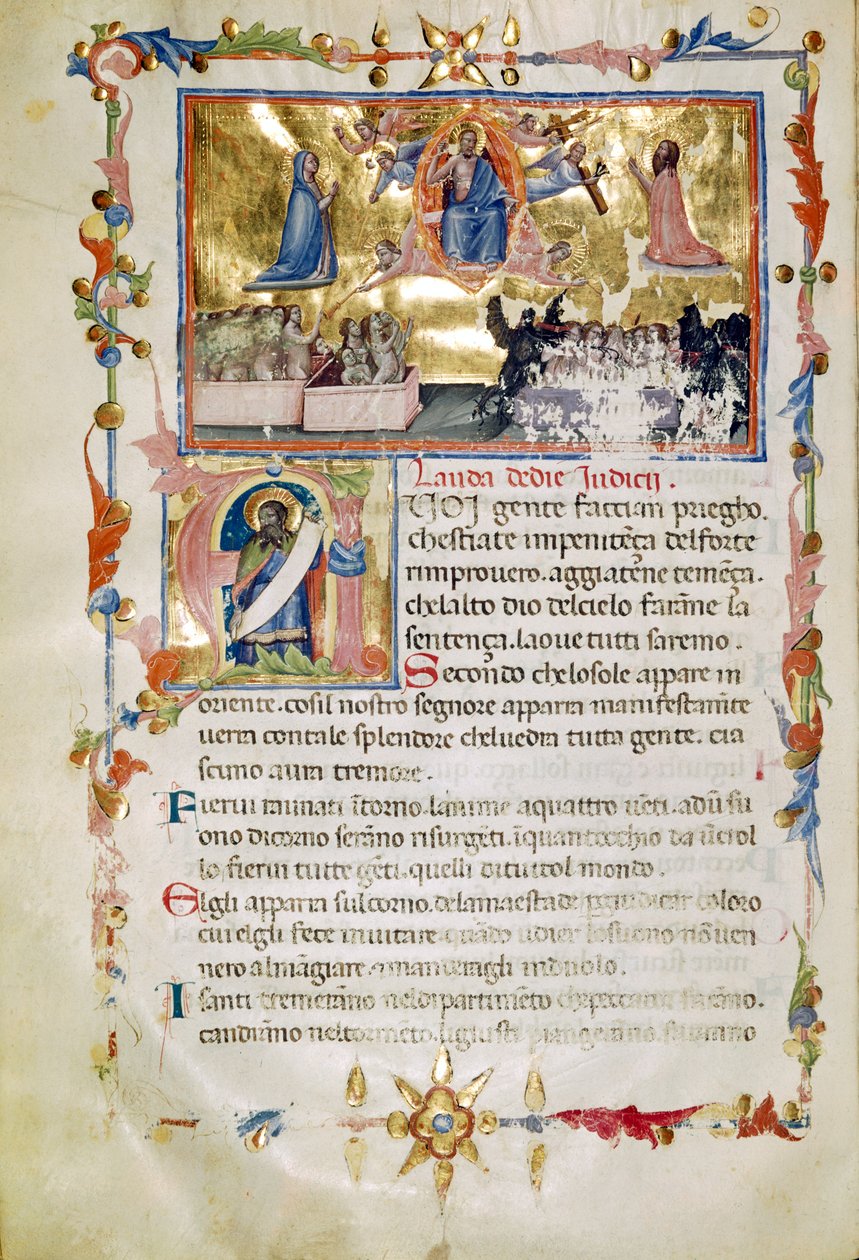 Fru B.R. 19, ca. 62b, fra Laudi Spirituali av Company of St Giles av Italian School
