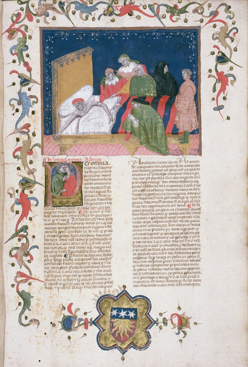 Ms Hunter 6 f.1r A man making his will, from 