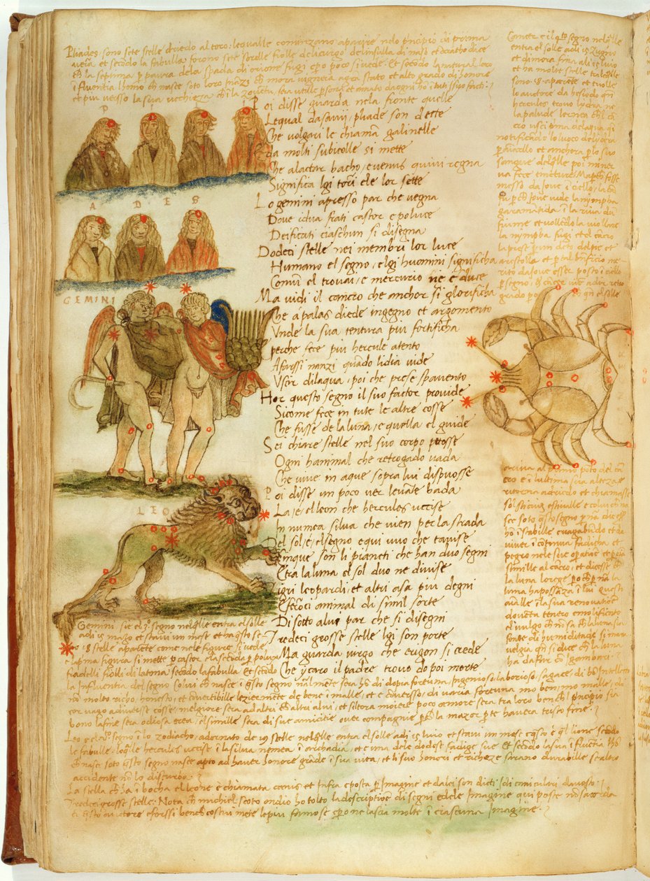 Ms Ital 483 P.4.7 f.156v Gemini, Leo and Cancer, fra 