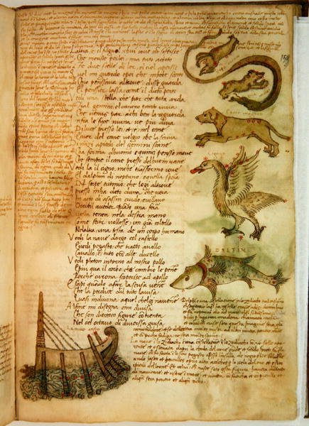 Ms Ital 483 P.4.7 f.159r Constellations, fra 'Dittamondo' av Fazio degli Uberti (vellum) av Italian School