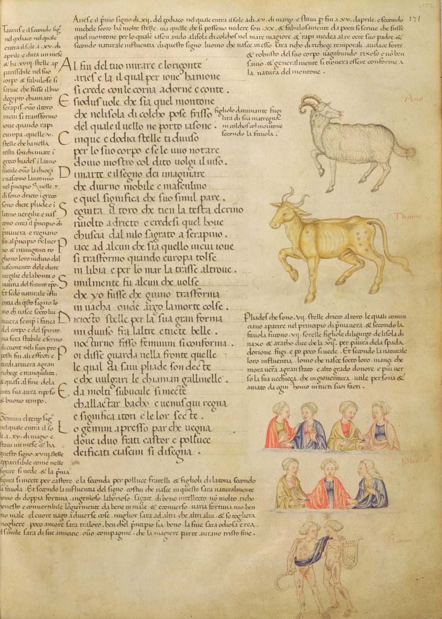 Ms Italien 87 fol.171 Side som illustrerer astrologiske tegn, fra 