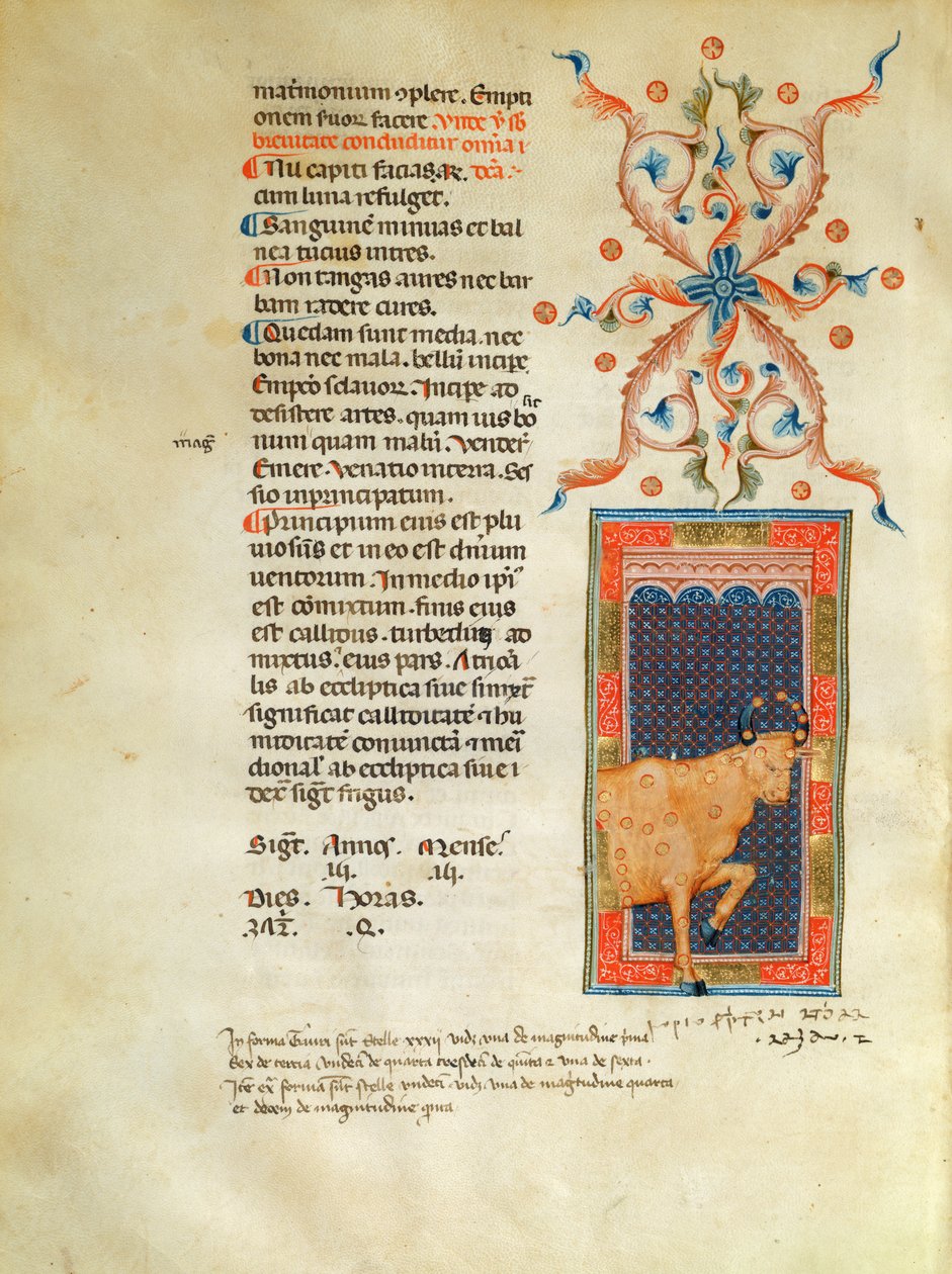 Ms Latin 7272 fol 113 Opplyst kalenderside for april av Italian School