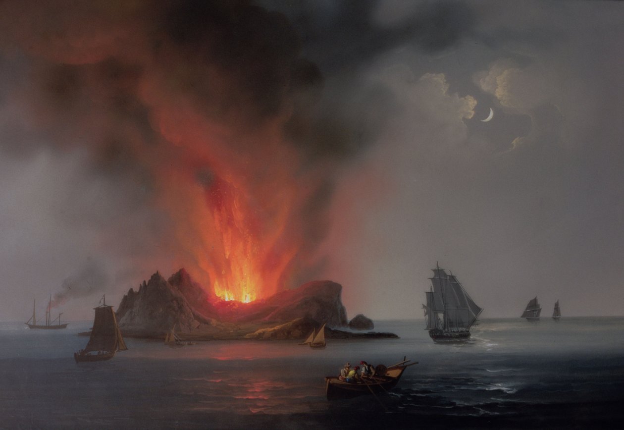 Ny vulkan som brøt ut fra havet rundt Sicilia i 1831 av Italian School