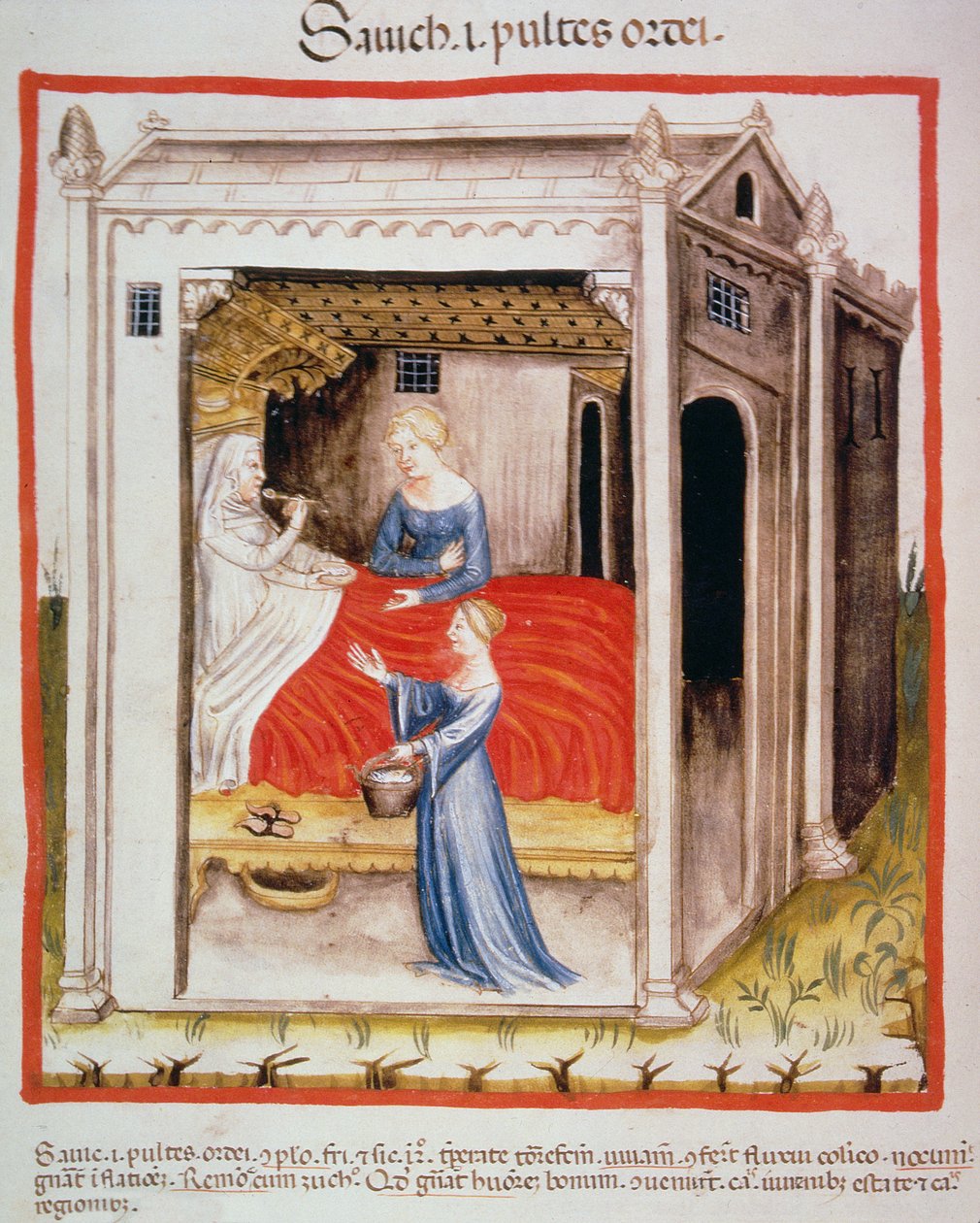Nova 2644 fol.44v Smaker byggsuppe, fra Tacuinum Sanitatis av Italian School