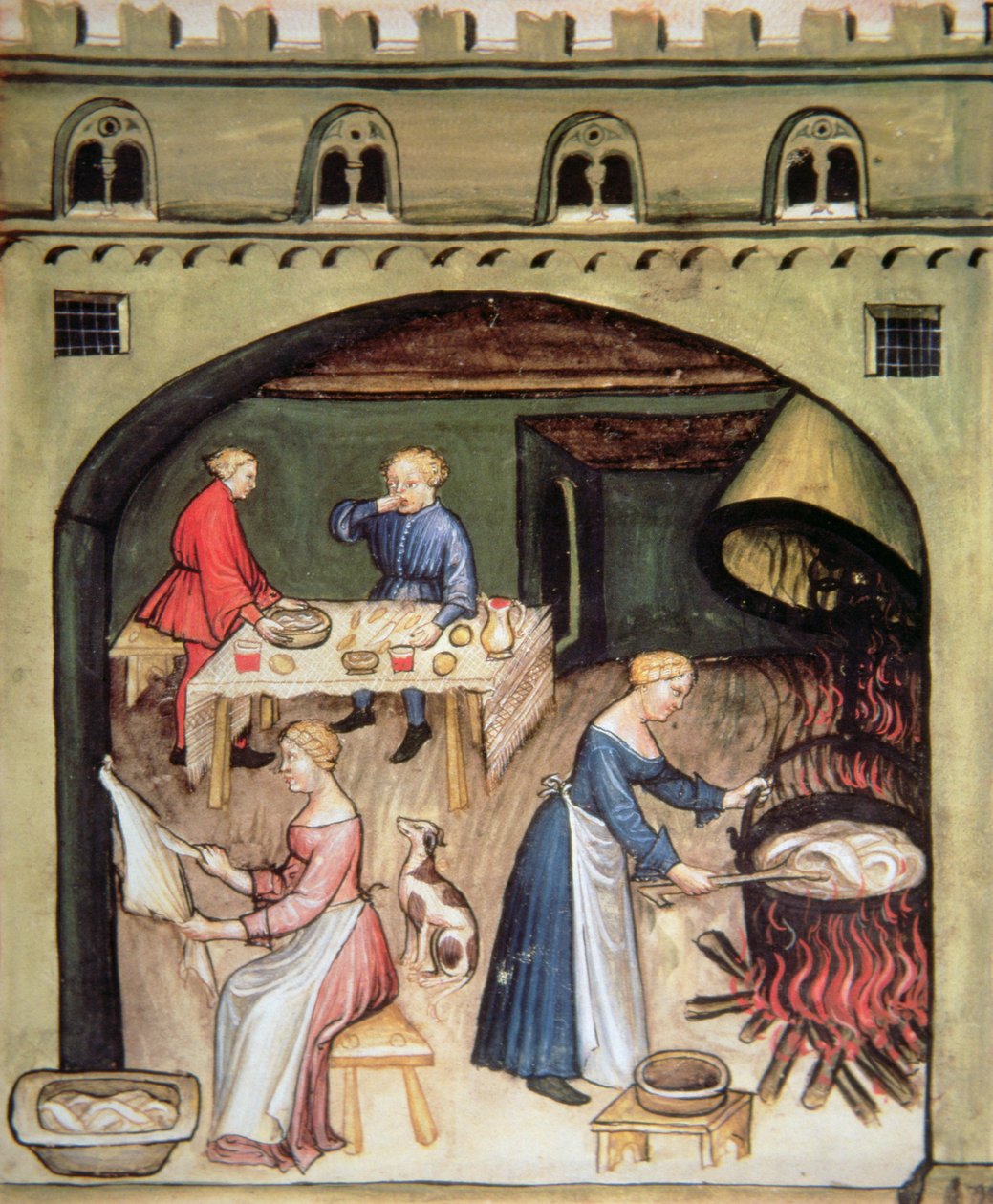 Nova 2644 fol.81r Husholdningspreparat, fra Tacuinum Sanitatis av Italian School