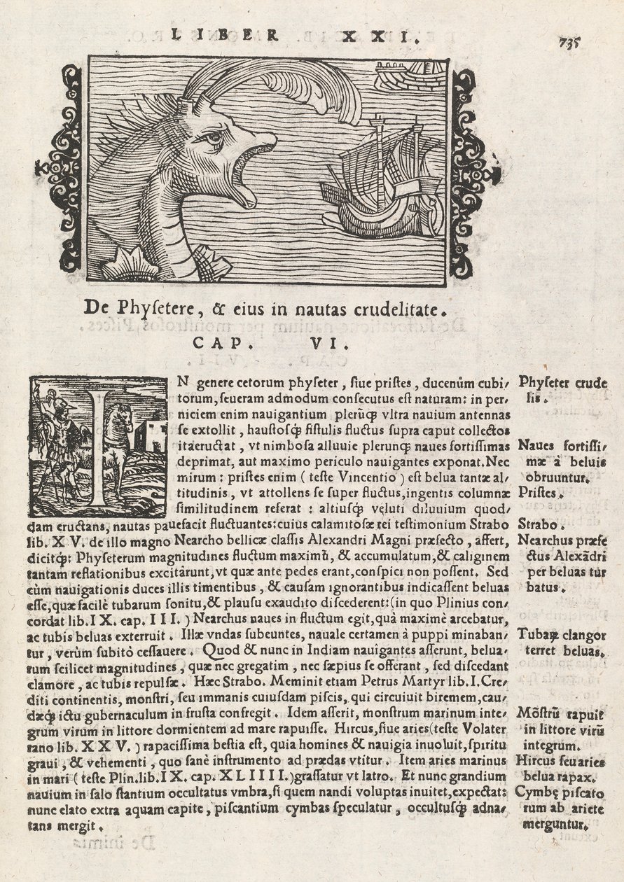Side 735 fra Nordens historie av Magnus Olaus, Roma 1565 (trykk og gravering) av Italian School