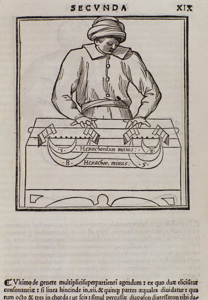 Side fra Musica theorica av Lodovico Fogliani (1475?-1542) (eller Ludovico Foliani) musikkteoretiker av Italian School