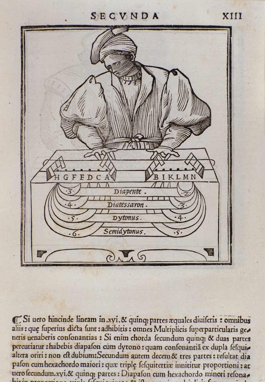 Side fra Musica theorica av Lodovico Fogliani (1475?-1542) (eller Ludovico Foliani) musikkteoretiker av Italian School