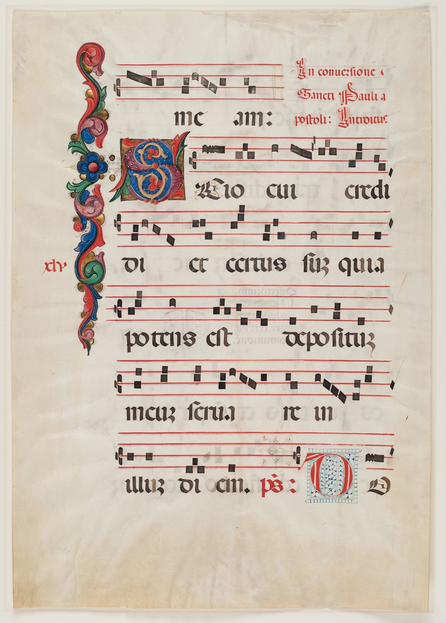 Side fra en missal- eller korbok, Nord-Italia, første halvdel av 1400-tallet (blekk på vellum) (se også 499213) av Italian School