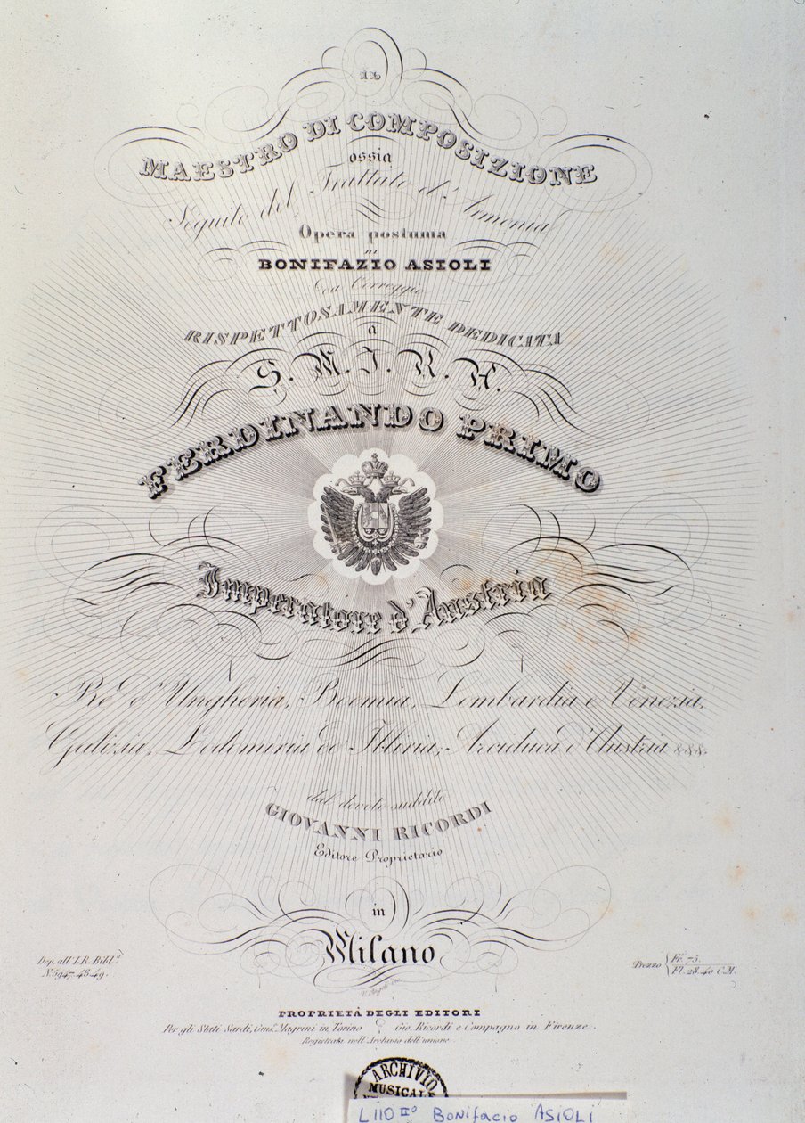 Siden hentet fra Harmony Treaty av Bonifazio Asioli av Italian School