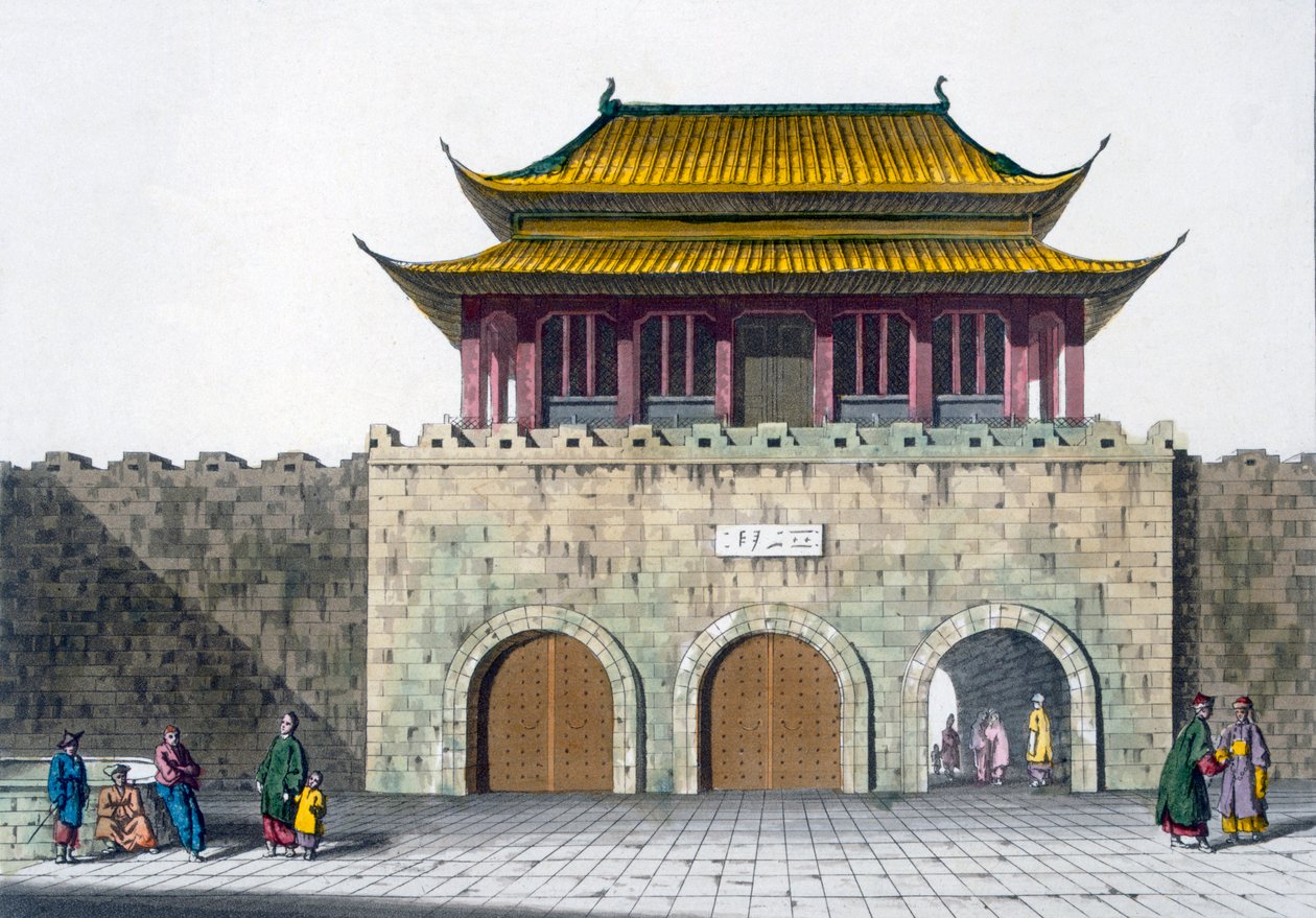 Pagodetårnene i Nanking, ca. 1820-30-tallet av Italian School