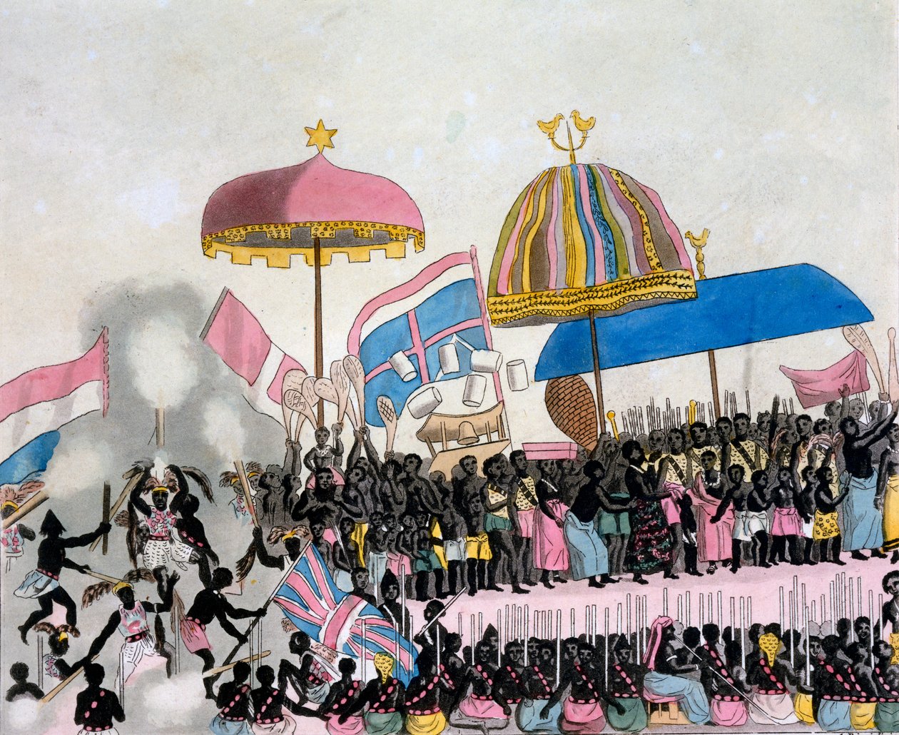 Panoramautsikt over Yam Custom, fra Costumi dei... av Giulio Ferrario, ca. 1820-30-tallet av Italian School