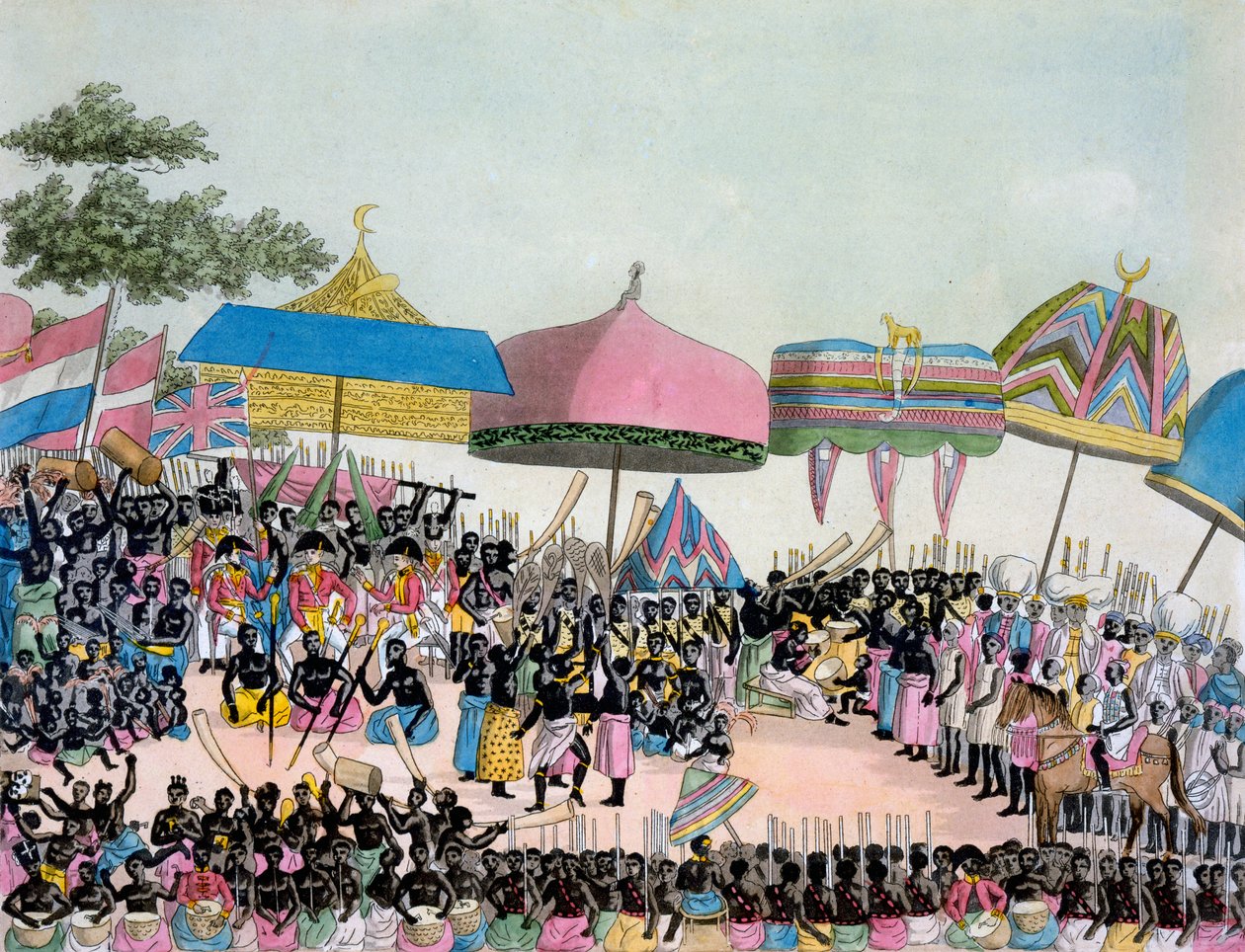 Panoramautsikt over Yam Custom, fra Costumi dei... av Giulio Ferrario, ca. 1820-30-tallet av Italian School