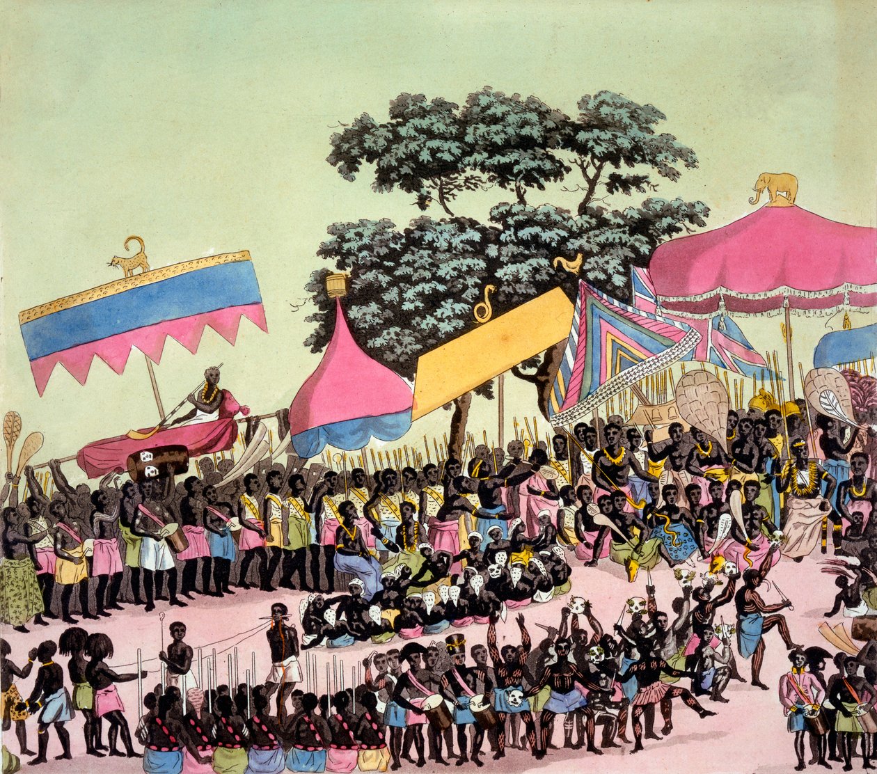 Panoramautsikt over Yam Custom, fra Costumi dei... av Giulio Ferrario, ca. 1820-30-tallet av Italian School