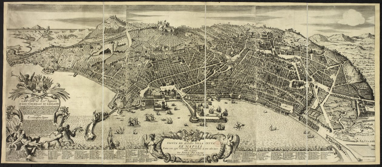 Plan og høyde over byen Napoli ... av P. Petrini.Napoli av Italian School
