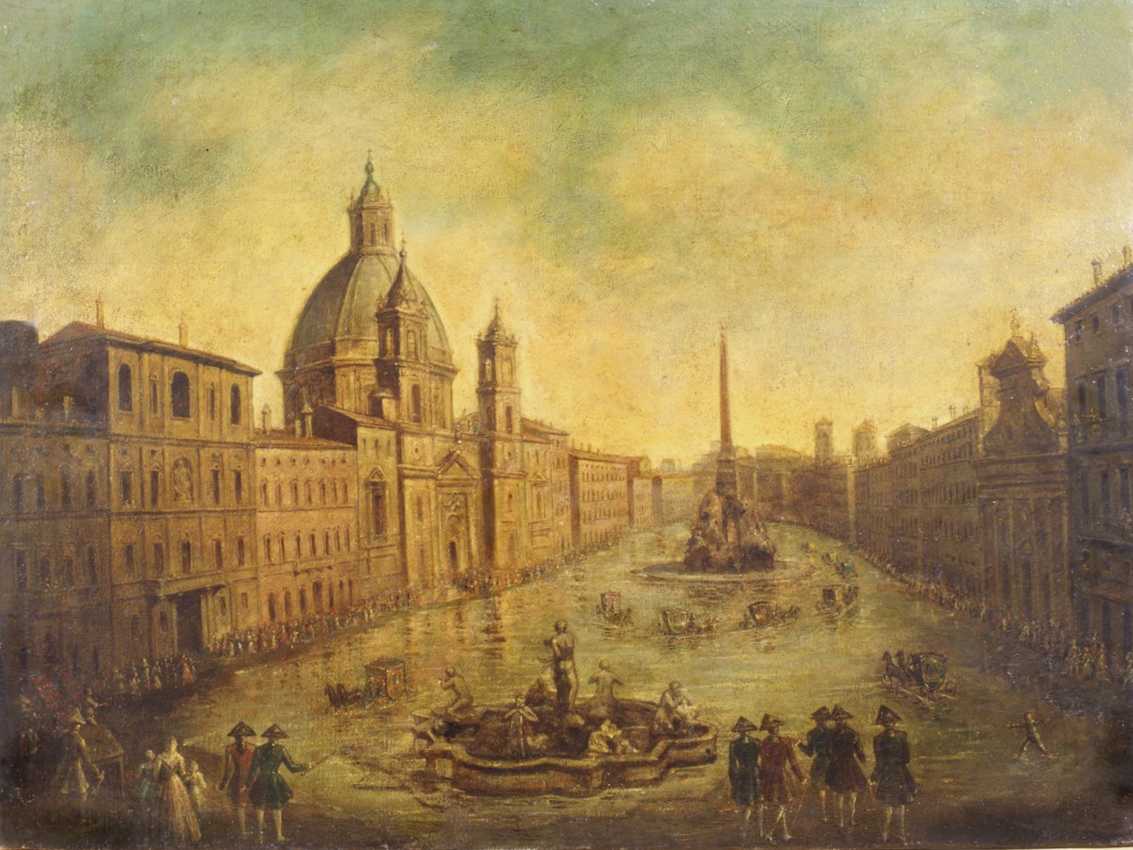 Piazza Navona oversvømmet av Italian School