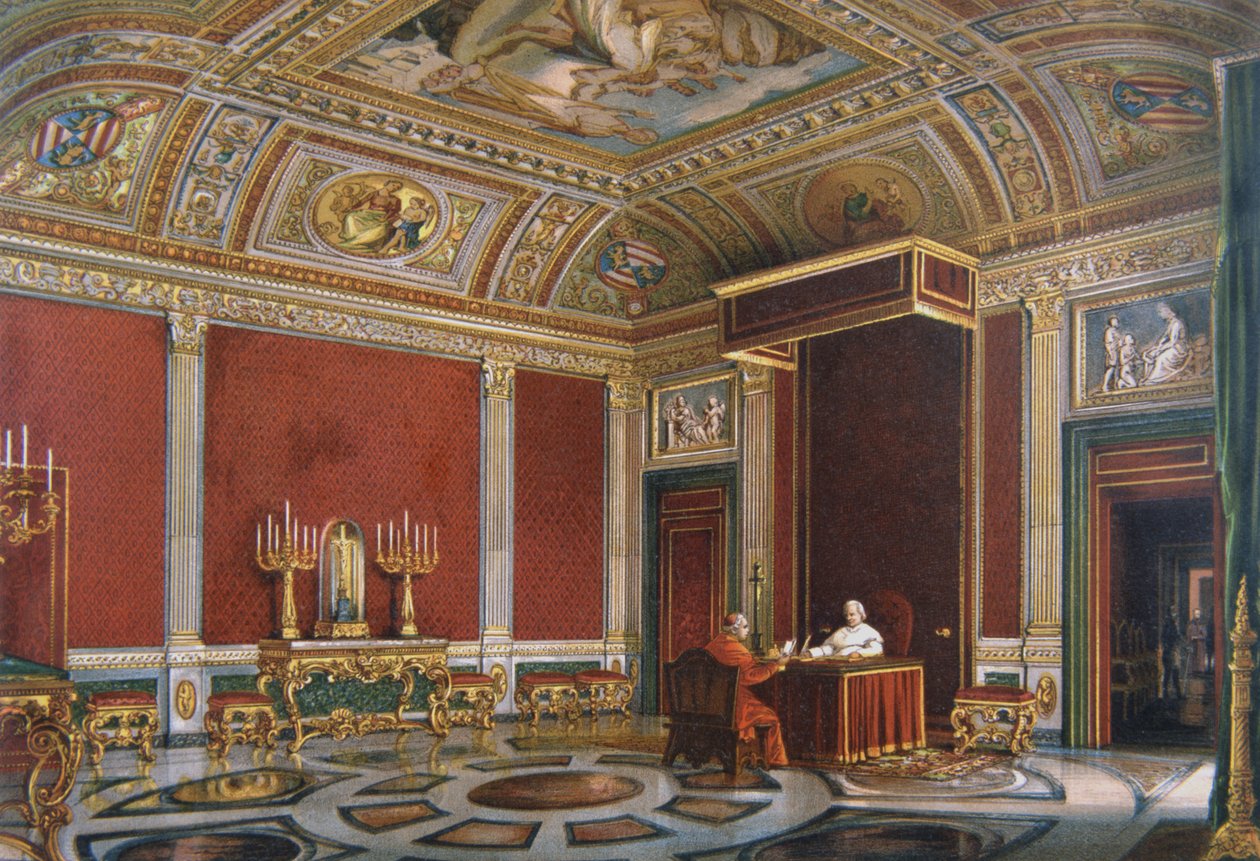 Pius IX i den pavelige audienssalen på Quirinale av Italian School