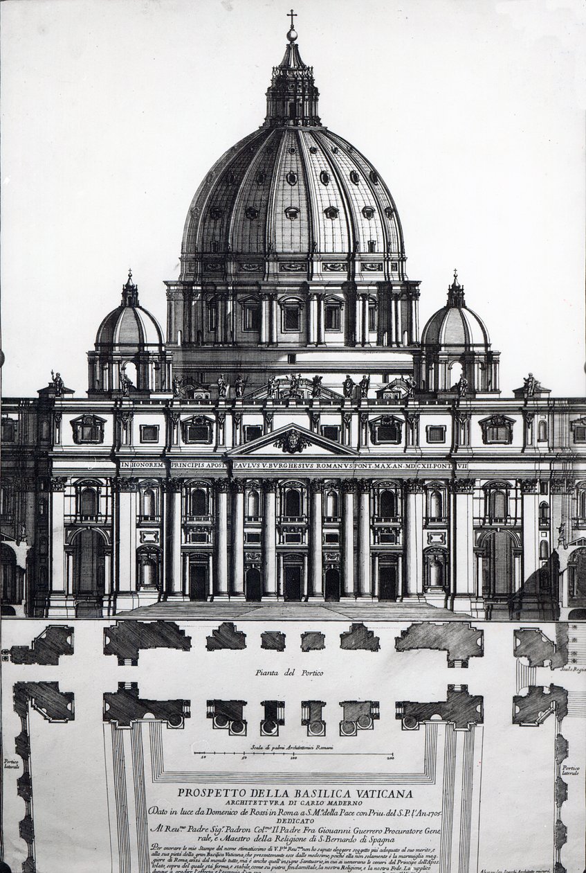 Plan over St. Peters, Roma, gravert av Alessandro Specchi av Italian School