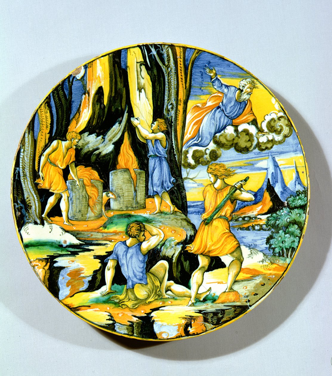 Plate som viser Kain som dreper Abel, Rimini, midten av 1500-tallet (maiolica) av Italian School