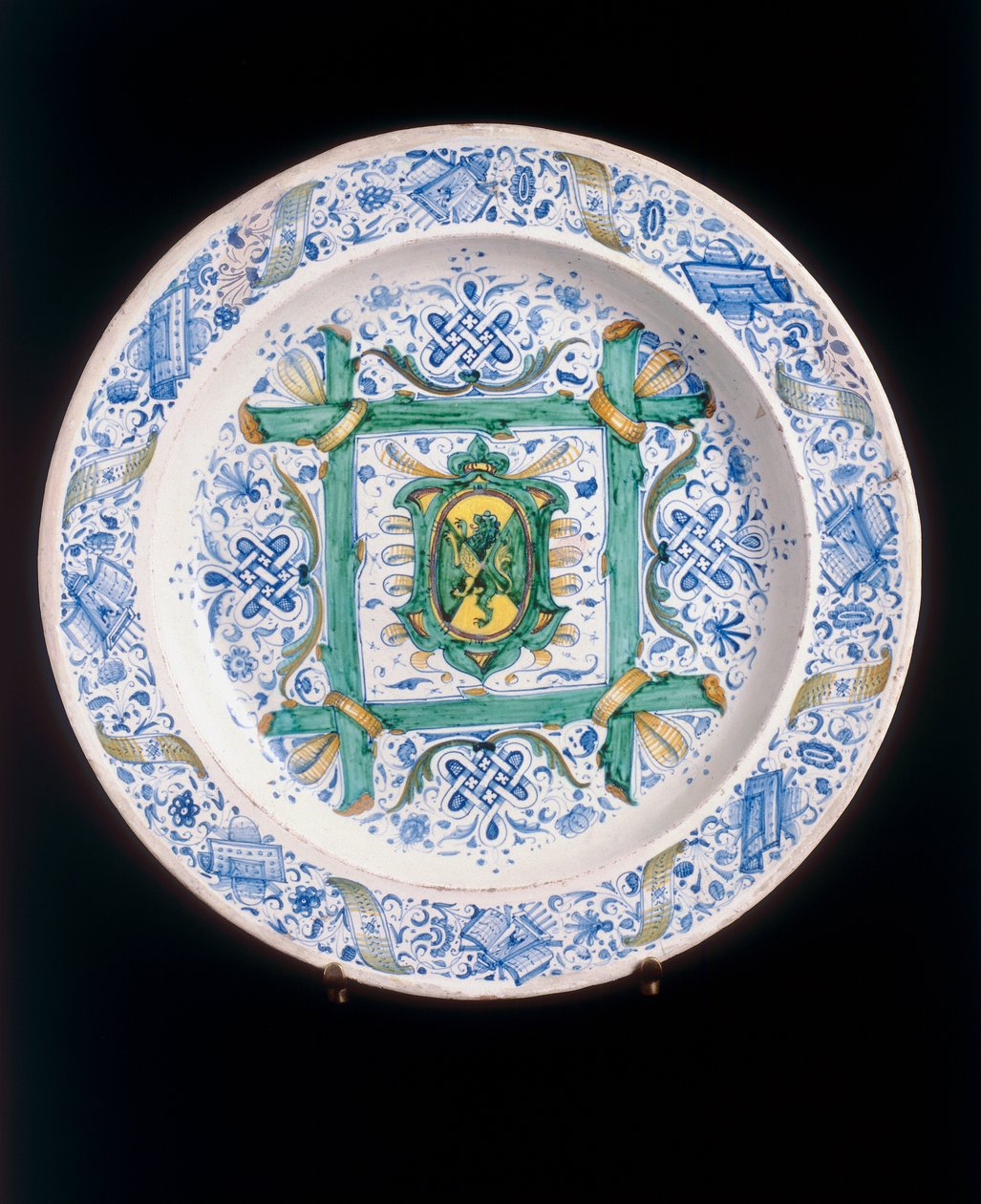 Tallerken med Rampant Lion, Cafaggiolo-produsent av Italian School