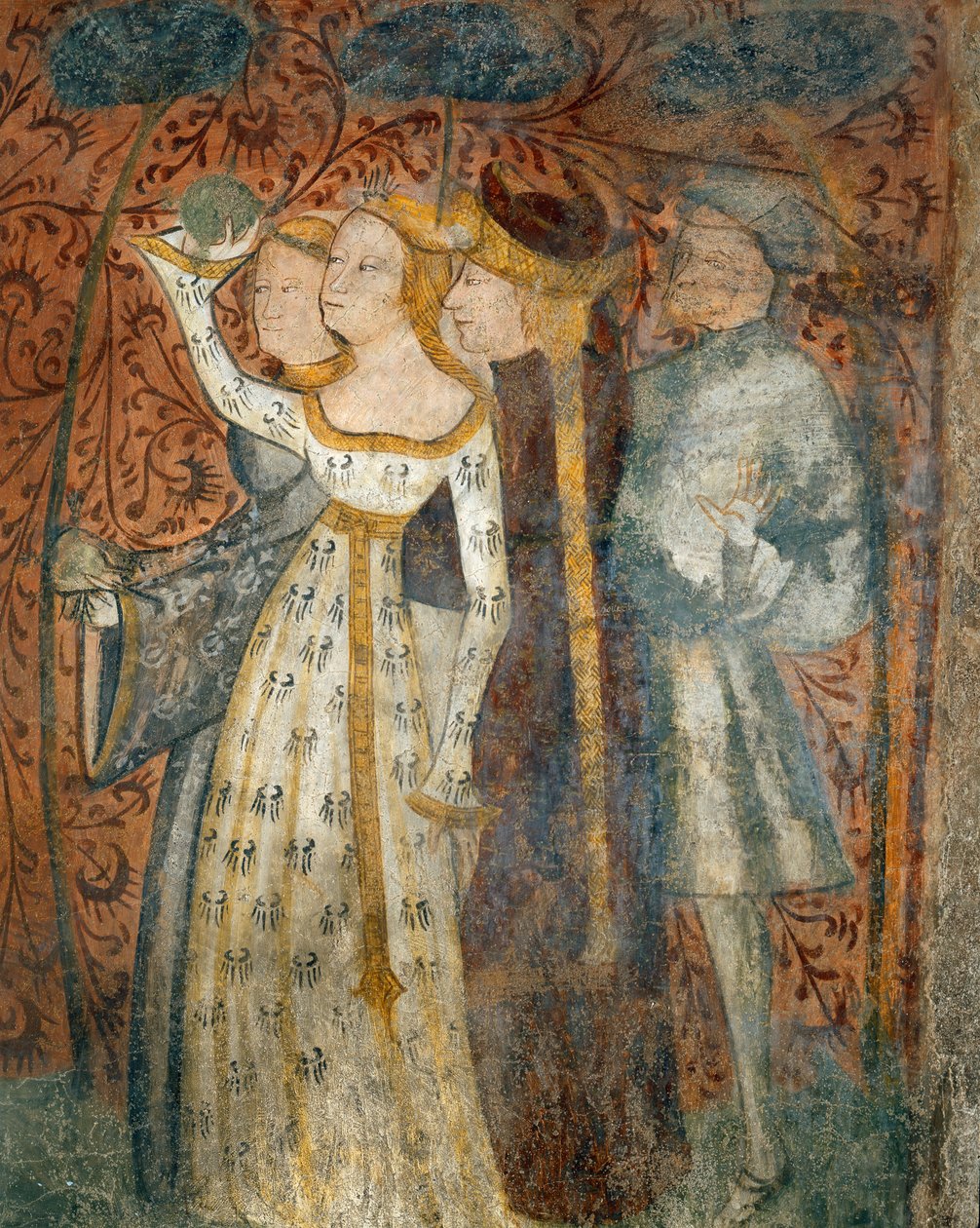 Spiller et ballspill, detalj fra scener av en turnering og rettslivet fra Casa destat (sommerhus), 1388-1400 av Italian School