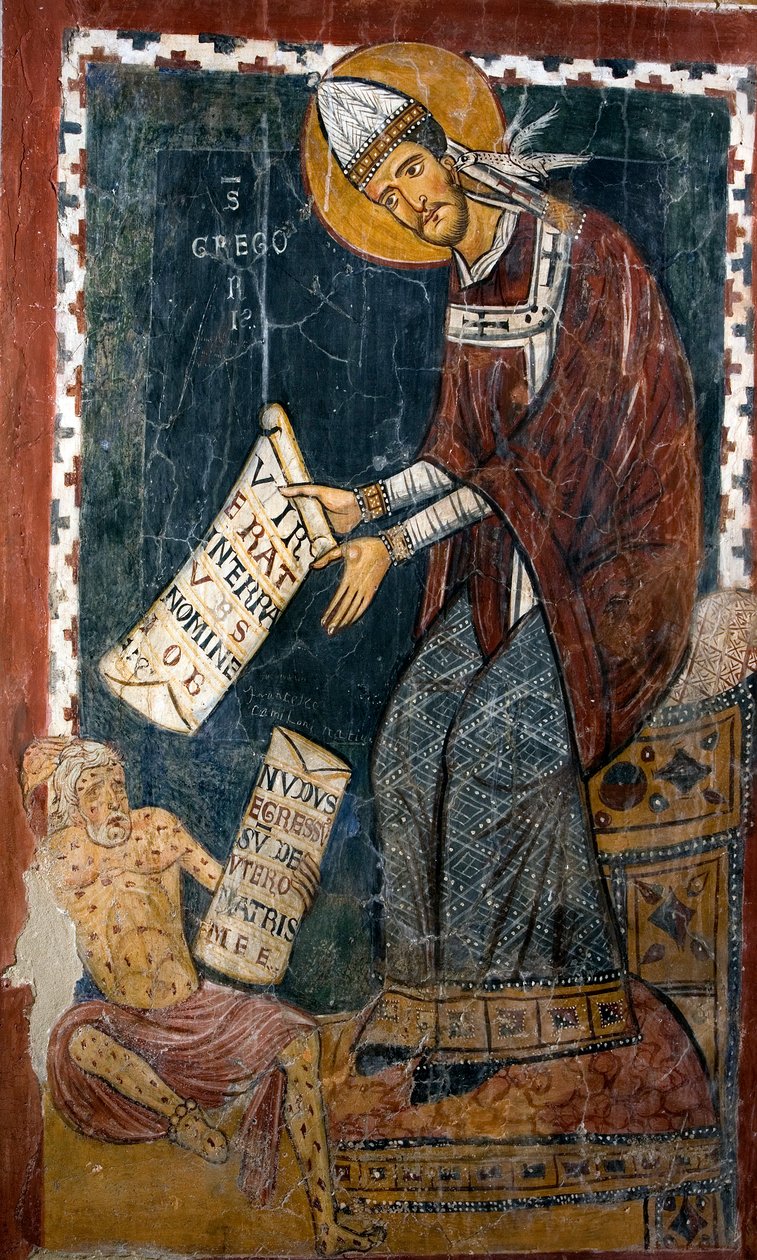 Pave Gregoire I den store (540-604) og Job Saint Gregoire holder en artikkel hvor det er skrevet på latin "" Vir erat in terra Hus nomine Job""" (Det var en mann fra landet Hus som ble kalt Job), og Job "" Nudus egressus sum de utero matris meae"" (Nu I av Italian School