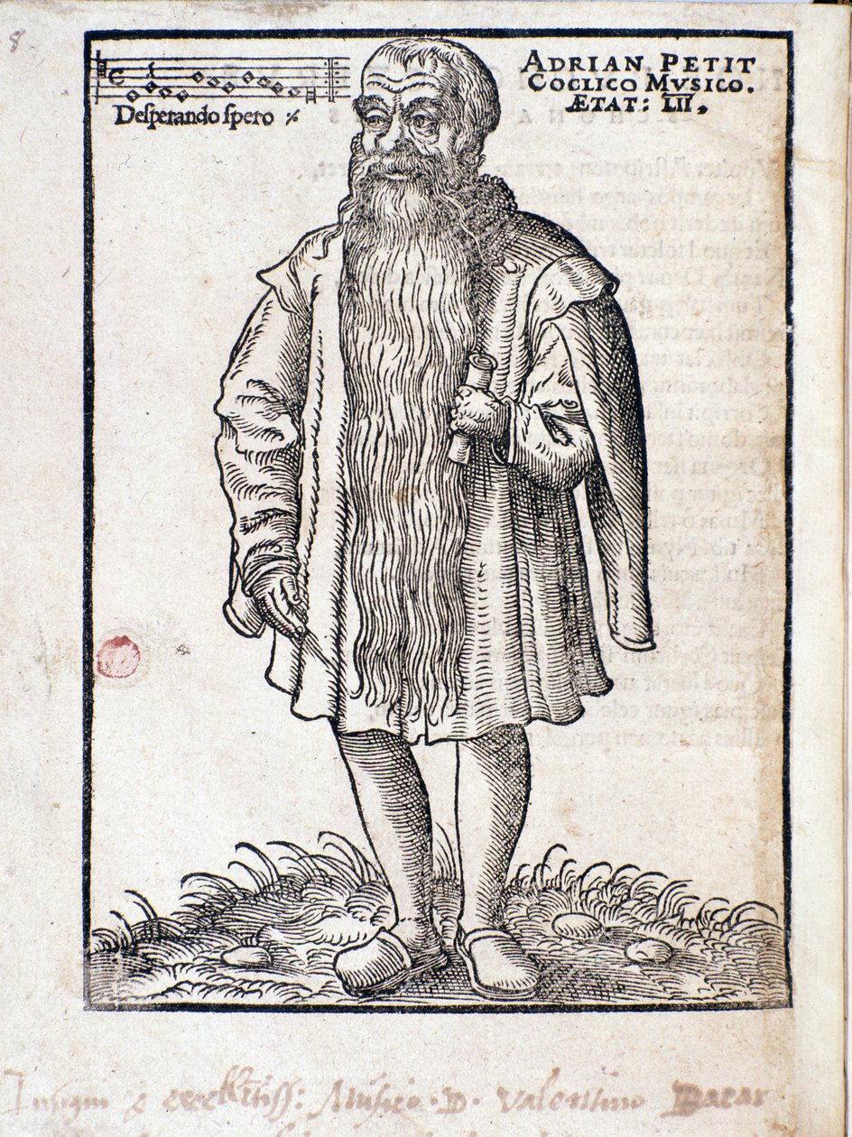 Portrett av Adrianus Petit Coclico (1500-1562) nederlandsk komponist fra renessansen. av Italian School