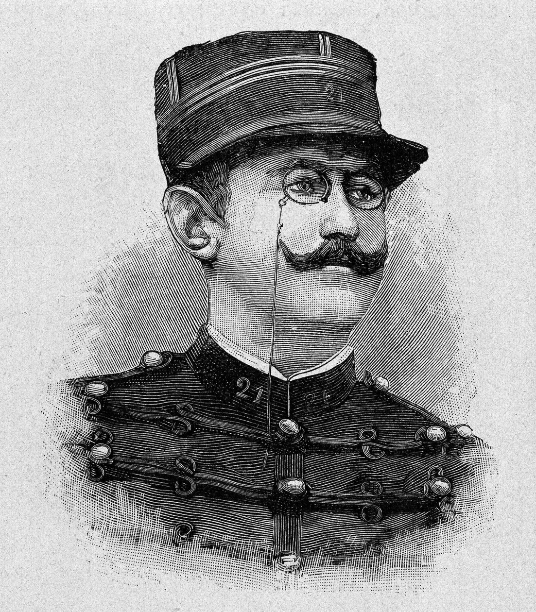 Portrait of Alfred Dreyfus (1859 - 1935) (engraving) av Italian School