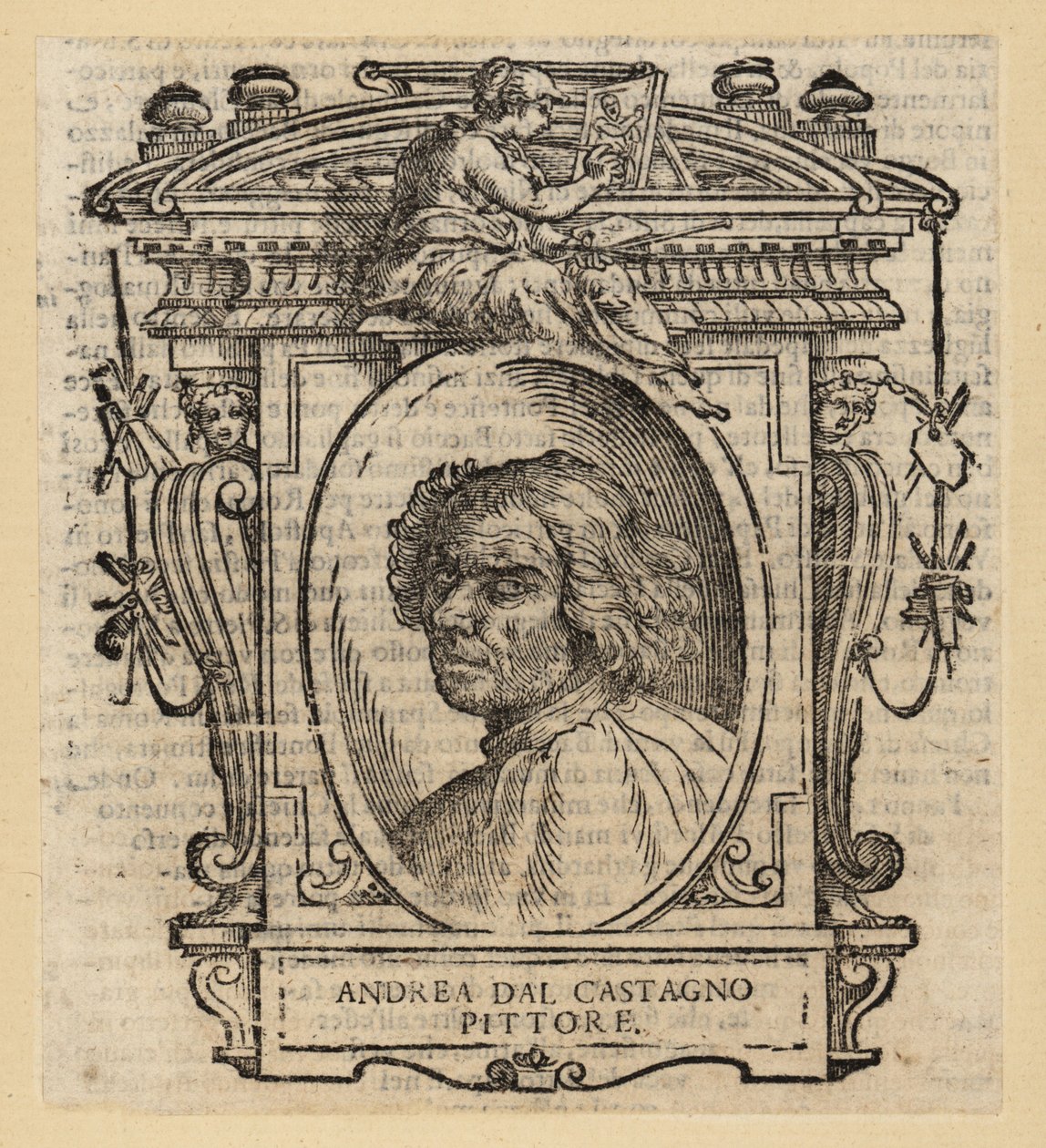 Portrett av Andrea dal Castagno, italiensk maler fra Firenze, ca 1419-1457 av Italian School