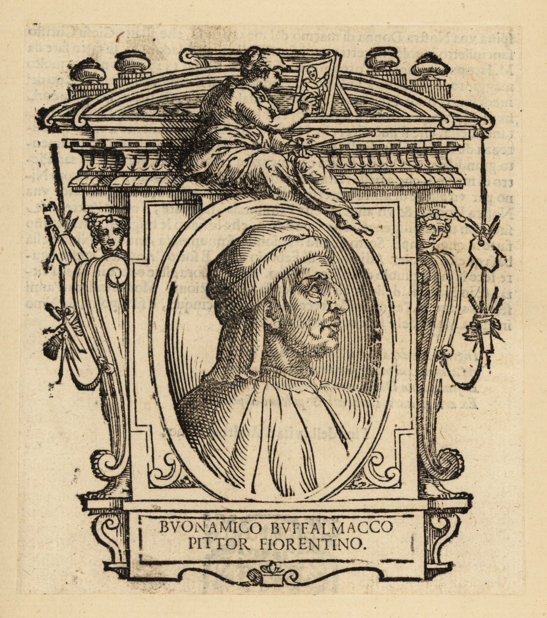 Portrett av Buonamico di Martino eller Buonamico Buffalmacco, italiensk maler som jobbet i Firenze, Bologna og Pisa, rundt 1290-1340 av Italian School