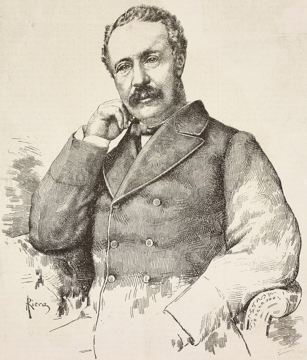 Portrett av Charles George Gordon, kjent som Gordon Pasha (1833-1885), britisk general, gravering fra tegning av A Riera, fra L'Illustration Italiana, nr. 6, 10. februar av Italian School