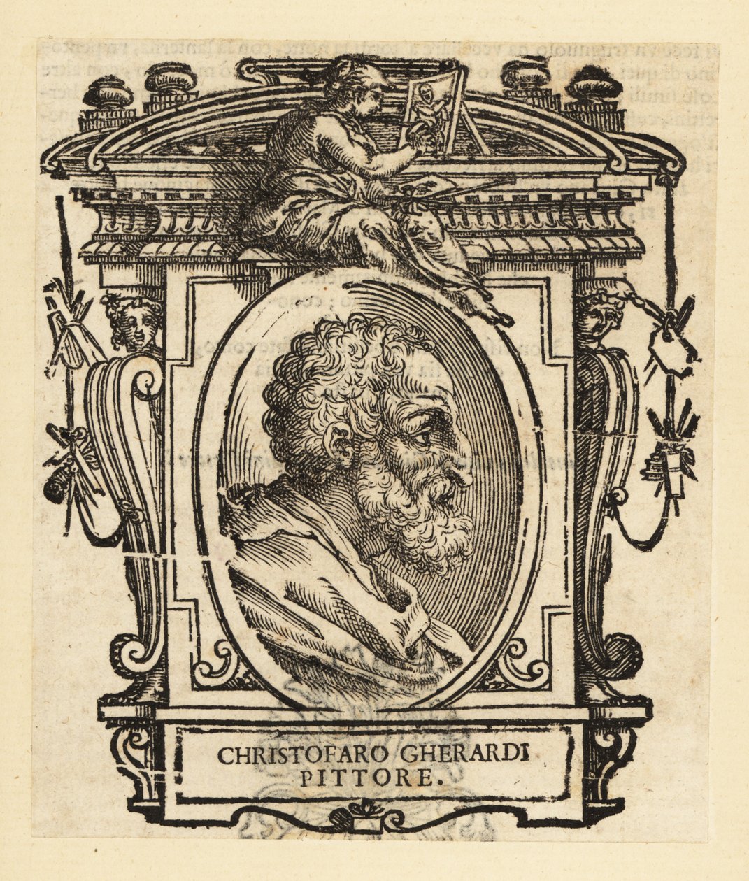 Portrett av Cristoforo Gherardi eller Cristoforo Gherardi, også kjent som il Doceno, italiensk maler fra senrenessansen eller manneristperioden, hovedsakelig aktiv i Firenze og Toscana av Italian School