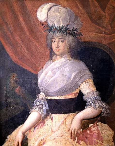 Portrett av Elizabeth Sophie Ghibellini, ca. 1750 (olje på panel) av Italian School