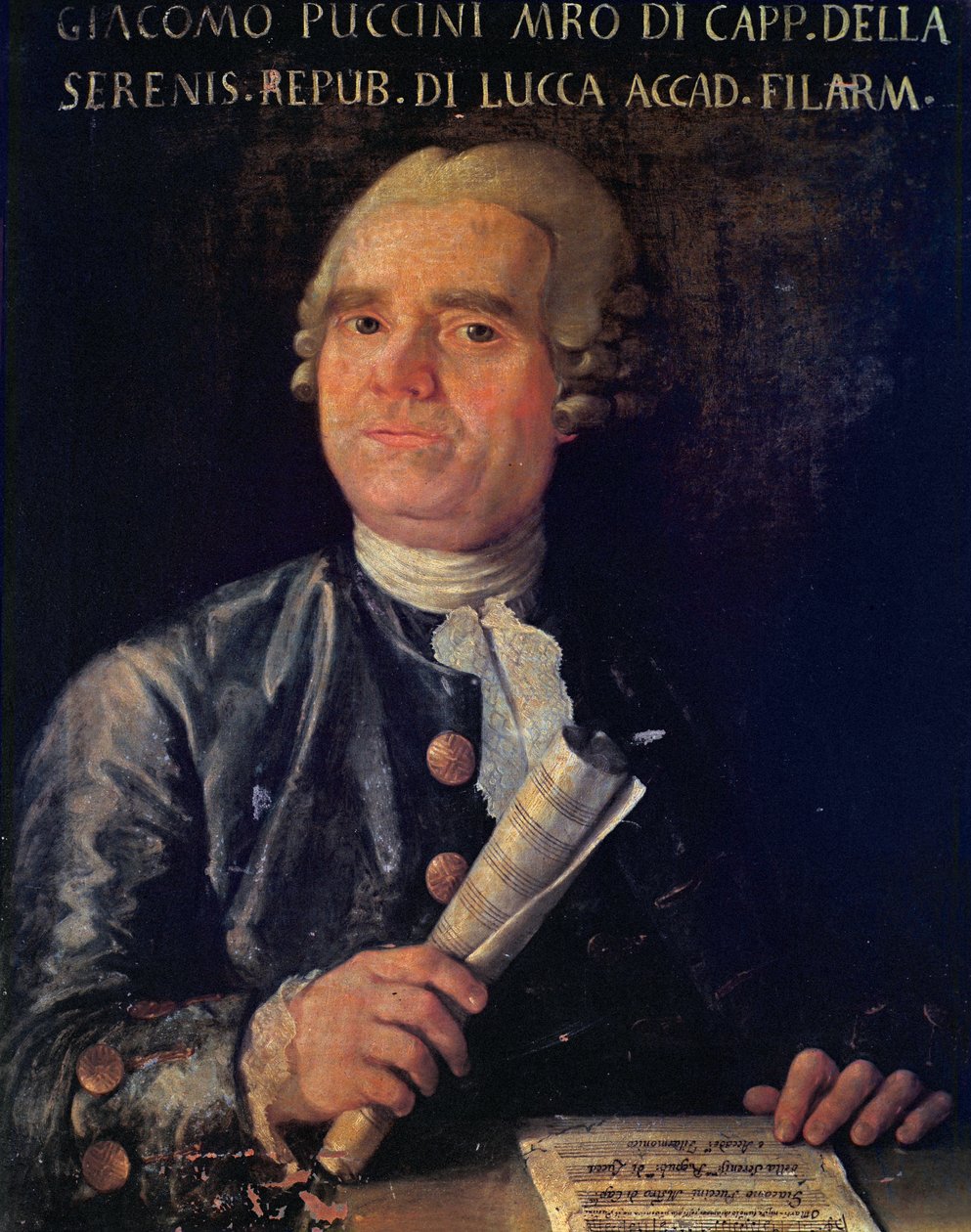 Portrett av Giacomo Puccini (1712-1781) (olje på lerret) av Italian School