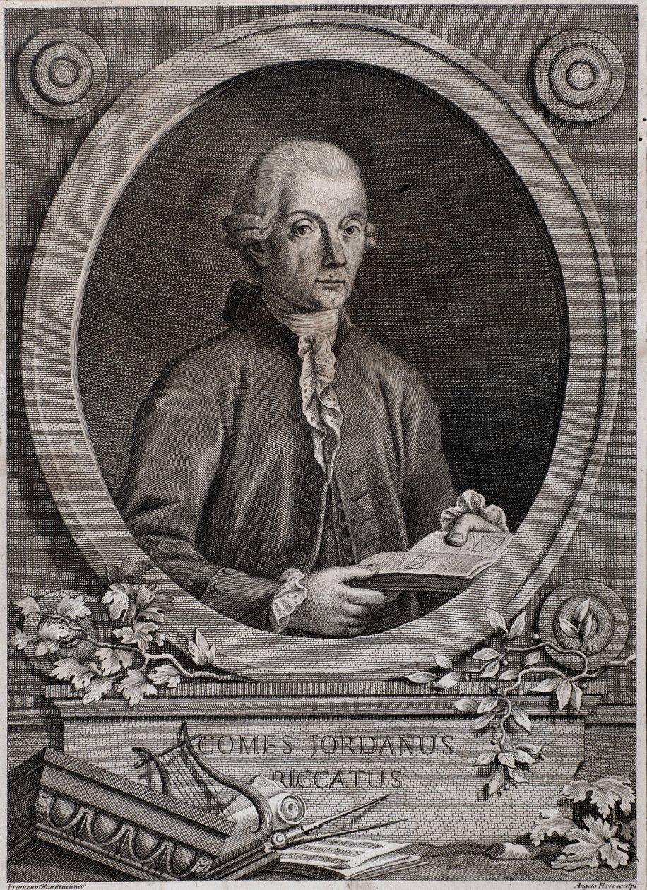 Portrett av Giordano (Jordan) Riccati (1709-1790) fysiker, matematiker og musikkteoretiker av Italian School